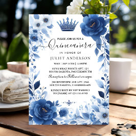 Invitación En Ombre marfil Ice Sky Gold Royal Blue Quinceaner