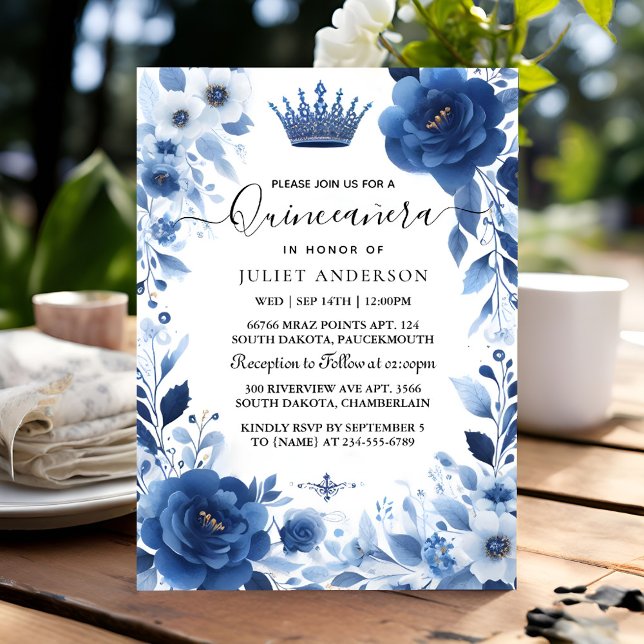 Invitación En Ombre marfil Ice Sky Gold Royal Blue Quinceaner (Subido por el creador)