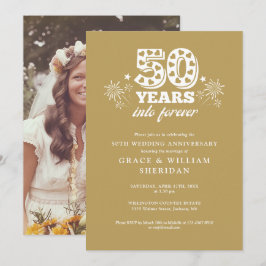 Invitación En oro para siempre Foto de aniversario de bodas n