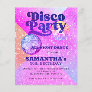 Invitación en papel de fiesta de discoteca para ad