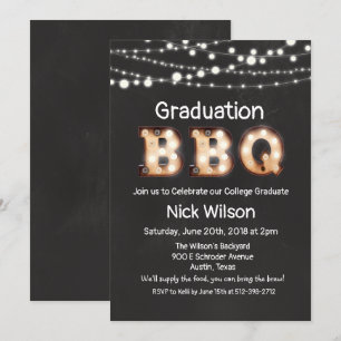 Invitación en Pizarra para Barbacoa de Graduación