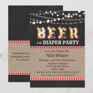 Invitación en pizarra para fiesta de cerveza y pañ