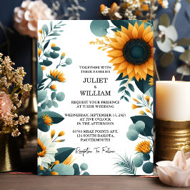 Invitación En Plantas Boda de girasol de jardín rústico