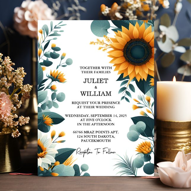 Invitación En Plantas Boda de girasol de jardín rústico (Subido por el creador)
