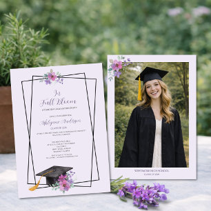 Invitación En plena floración Graduación moderna enmarcada pú