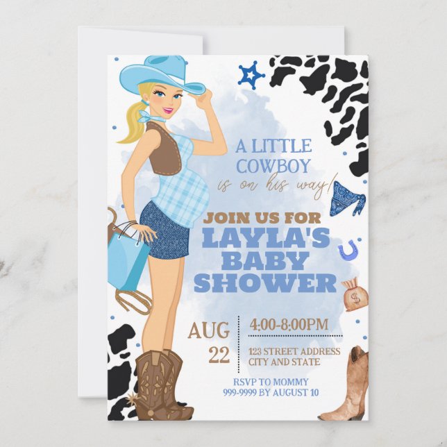 Invitación en rodeo de Cowboy Baby Shower Invitati (Anverso)