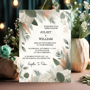 Invitación En Rubor pastel Peach Mint Moss Sage Green Boda