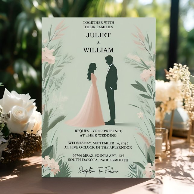 Invitación En Rubor pastel Peach Mint Moss Sage Green Boda (Subido por el creador)