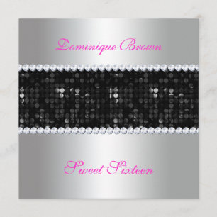 Invitación en secuencia negra con diamantes - Plat