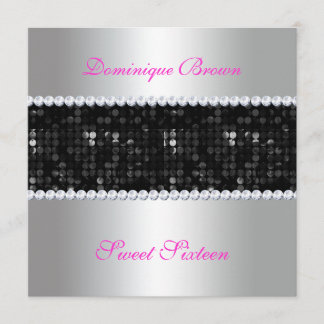 Invitación en secuencia negra con diamantes - Plat