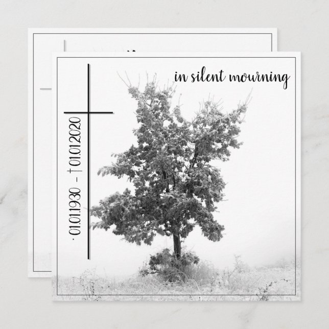 Invitación En silencio de duelo - árbol en el prado 2.0 (Anverso / Reverso)
