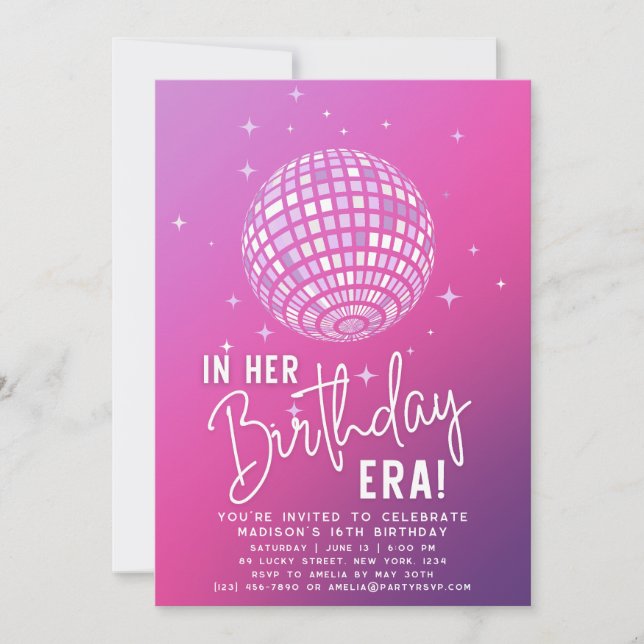 Invitación En su época de cumpleaños, Fiesta de la era, Fiest (Anverso)