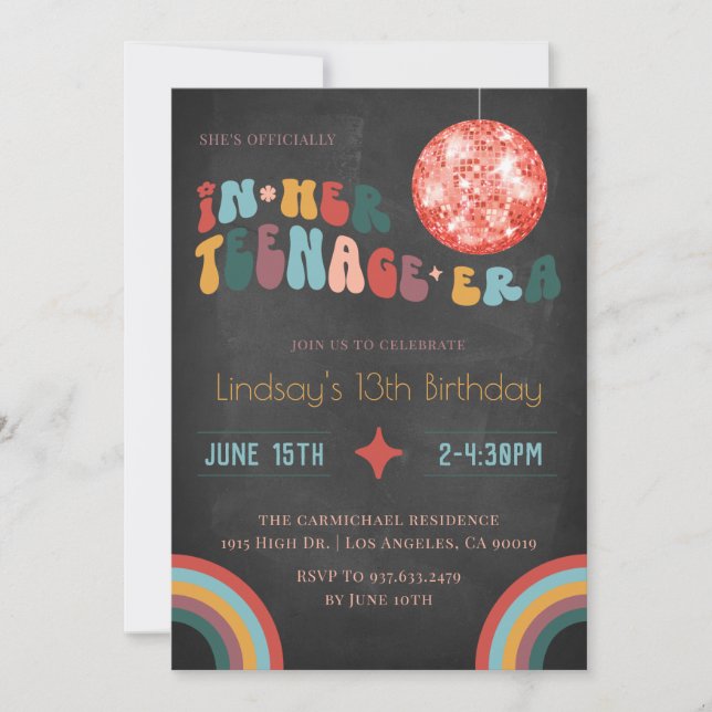 Invitación En su era adolescente cumpleaños divertido (Anverso)