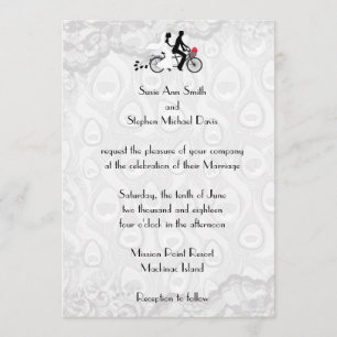 Invitación en tándem blanca de plata de la boda de