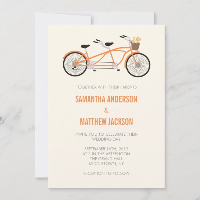 Invitación en tándem de la boda de la bici - (Anverso)