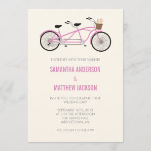 Invitación en tándem de la boda de la bici - rosa
