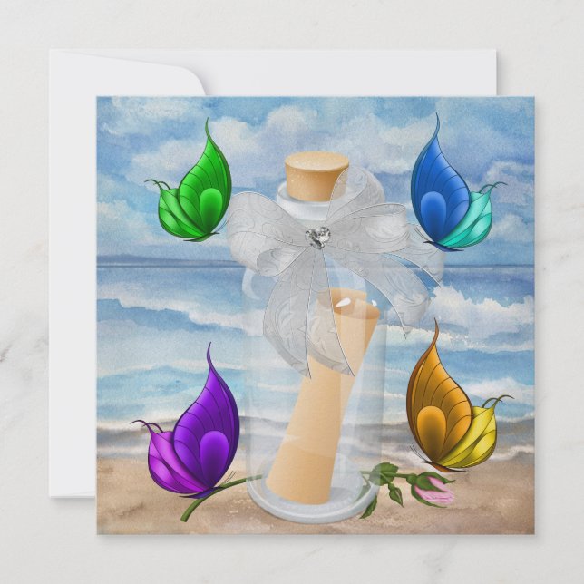 "Invitación en una Botella" - Invitación de Playa  (Anverso)