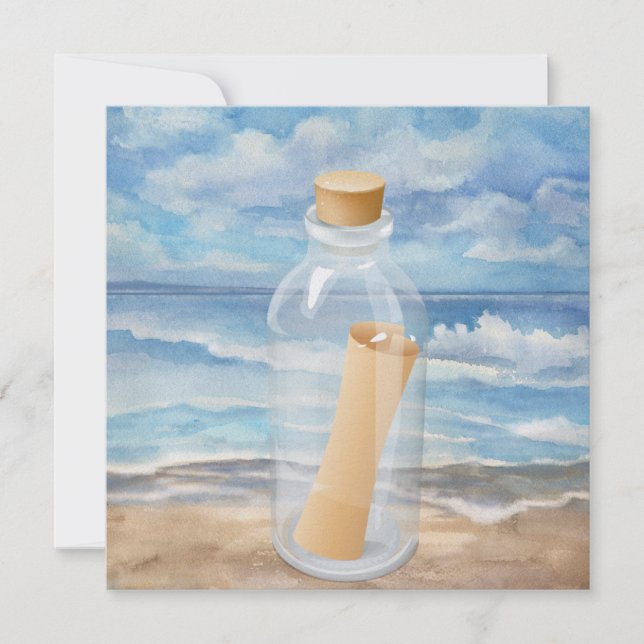 "Invitación en una Botella" - Invitación de Playa  (Anverso)