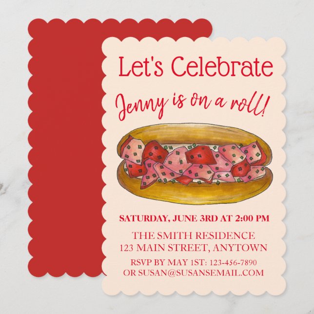 Invitación En una celebración (de langosta) Roll Felicitacion (Anverso / Reverso)