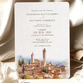Invitación Enamorada de San Gimignano, Boda de Italia