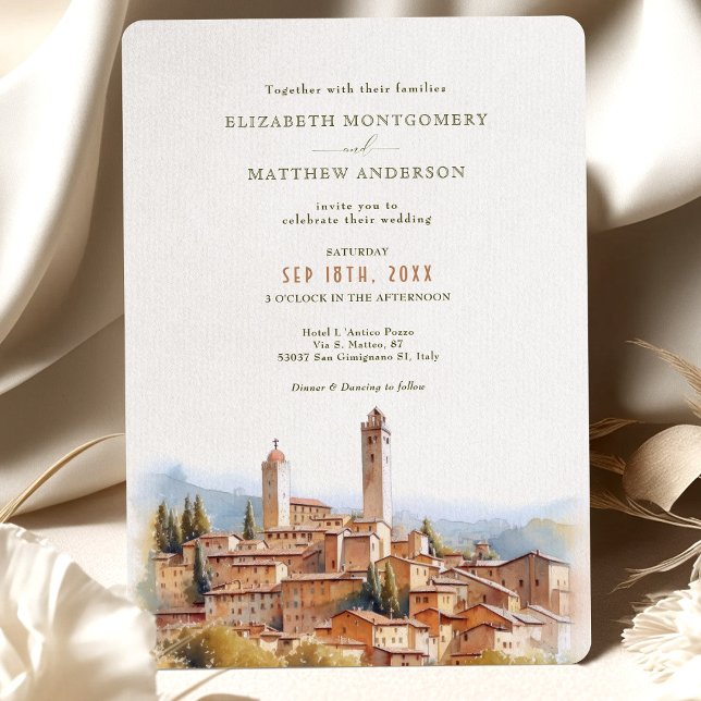 Invitación Enamorada de San Gimignano, Boda de Italia (Subido por el creador)