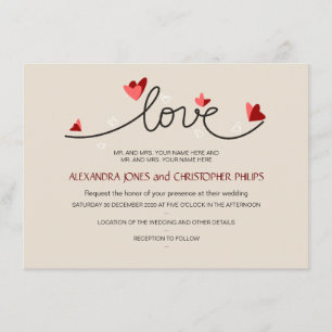 Invitación Enamorado Boda de texto simple y elegante