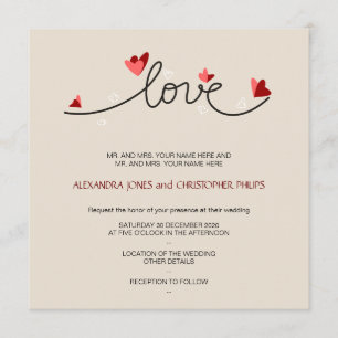 Invitación Enamorado Boda de texto simple y elegante