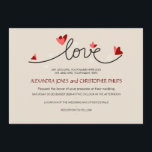 Invitación Enamorado Boda de texto simple y elegante<br><div class="desc">Invitación romántica simple y elegante con caligrafía escrita a mano,  corazones delicados y texto de personalizable. Tamaño 7" x 5",  versión lateral. Otras combinaciones de colores y personalización adicional disponibles por petición. © Ruxandra Proksch~Ruxique. Todos Los Derechos Reservados.</div>