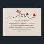 Invitación Enamorado Boda de texto simple y elegante<br><div class="desc">Invitación romántica simple y elegante con caligrafía escrita a mano,  corazones delicados y texto de personalizable. Tamaño 7" x 5",  versión lateral. Otras combinaciones de colores y personalización adicional disponibles por petición. © Ruxandra Proksch~Ruxique. Todos Los Derechos Reservados.</div>