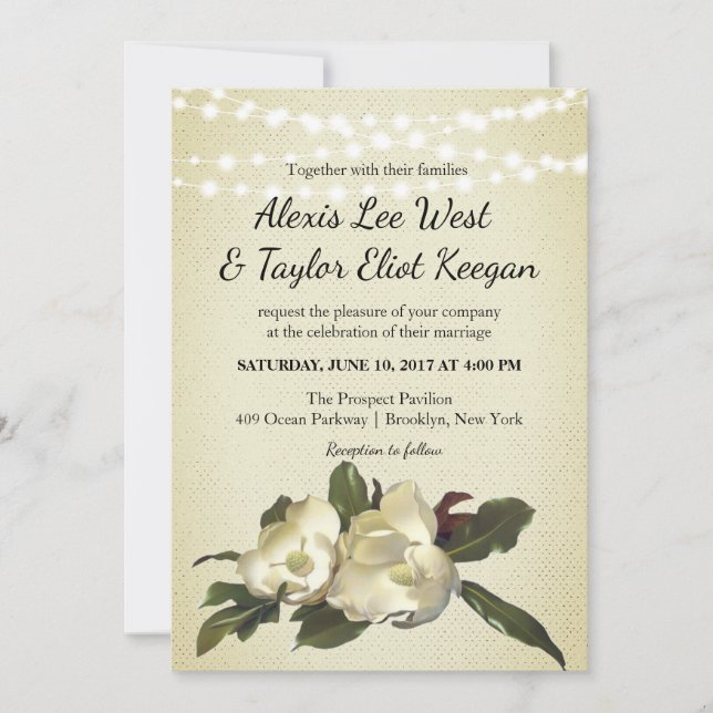 Invitación Enamorado - Boda floral de Magnolia de época (Anverso)