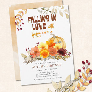 Invitación Enamorándose de Flores de Otoño Calabaza Shower de