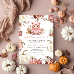 Invitación Enamorándose de la Baby Shower del oso de calabaza