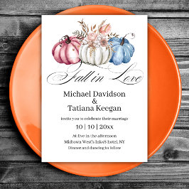Invitación   Enamorarse Calabazas de Acuarela Boda de Otoño