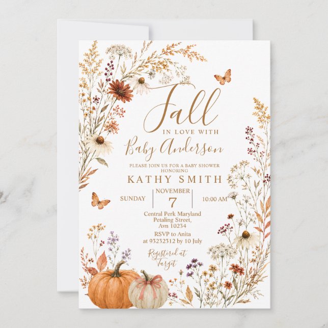 Invitación Enamorarse con la Fiesta de Bebé (Anverso)