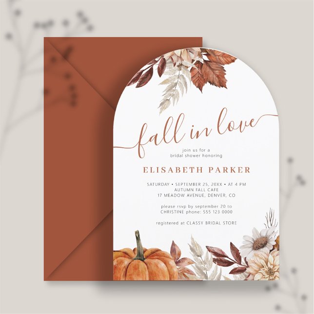 Invitación Enamorarse en otoño floral calabaza ducha nupcial (You can choose the ARCH SHAPE option)