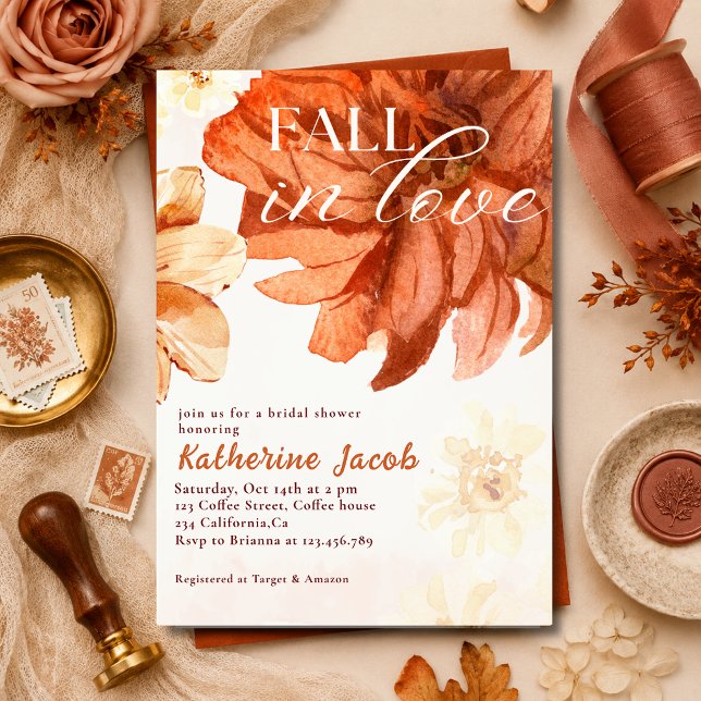 Invitación Enamorarse en Otoño Floral Flores Despedida de Sol (Subido por el creador)