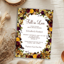 Invitación Enamorarse rústico otoño floral ducha de novia