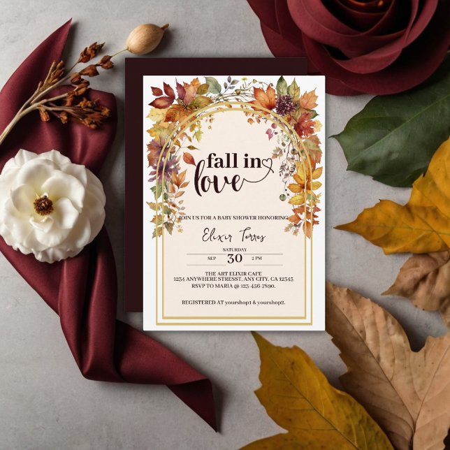Invitación Enamórate de las hojas de bebé otoño ducha (Subido por el creador)