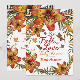 Invitación ENAMÓRATE Lirios Florales Naranjas Baby Shower