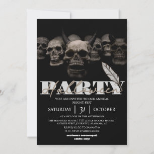 Invitación Encabezado de cráneo con cuernos góticos oscuros p