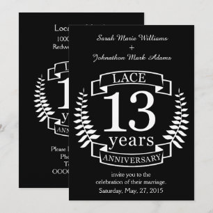 Invitación Encaje Aniversario de bodas tradicional 13 años
