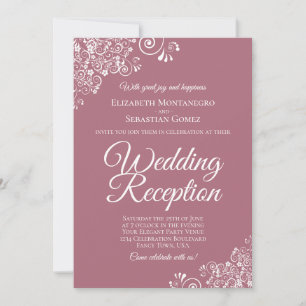 Invitación Encaje blanco sobre Rosa Polvorienta Elegante Rece
