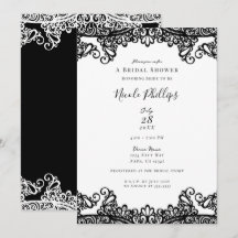 Encaje Blanco y Negro Elegante y Chic Desayuno Nup
