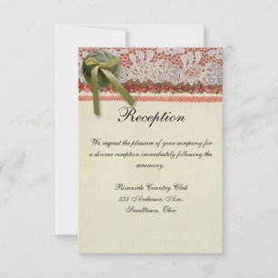 Invitación Encaje de Rosa Antigua Arpillera Roja Victoriana R