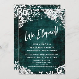Invitación Encaje, Luces y Floral sobre Gris Teal ¡Nos Fugamo