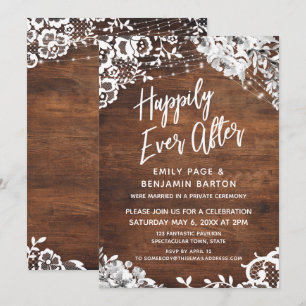 Invitación Encaje, Luces y Florales en Madera Felices para Si