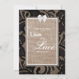 Invitación Encaje negro, arpillera y lino boda
