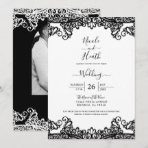 Encaje Negro y Blanco Elegante Boda