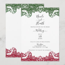 Encaje Verde y Rojo Elegante Fiesta Blanca Boda