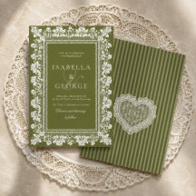 Encaje Vintage Verde Oliva Boda Moderna Dinero Ant